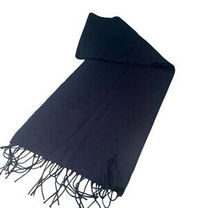 IL Moro Firenze Italy Wool Scarf Tassel Shawl Classic Navy Blue